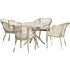 Outsunny Set da Giardino con 4 Poltroncine con Cuscini e Tavolo in Acciaio e Rattan PE, Khaki|Aosom