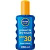 NIVEA SUN Crema Solare Spray Protect & Dry Touch SPF30 200 ml, Crema solare 30 trasparente e resistente all'acqua, Protezione solare 30 in pratico flacone in spray ideale per l'attività sportiva