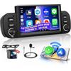 Hikity 2G 64G Carplay Sans Fil Autoradio GPS pour Fiat Panda 2013-2010 Android 13 6,2 Pouces écran Tactile Auto Radio Stéréo avec Bluetooth WIFI FM RDS Mirror Link Android Auto MIC Caméra de Recul