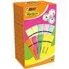 BIC Highlighter Flat, Evidenziatori piatti, Colori intensi e pastello, assortiti, confezione da 10