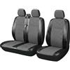 TOYOUN Coprisedile Universale per Furgone 3 Posti Ecopelle e Tessuto Stampato Coprisedile Auto 2 In 1 Coprisedile Singolo e Doppio Grigio