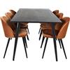 Venture Home GR19722 Dipp & Velvet Gastronomia Scrivania con 6 Sedia, 180 cm Lunghezza x 90 cm Larghezza x 75.5 cm Altezza, Arancia