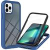 Lijc Compatibile con Custodia iPhone 13 Pro Max con PET Proteggi Schermo 360° Corpo Intero Armatura Case Ibrido Morbido TPU Silicone e Hard PC Antiurto Cover-Blu