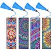 Fanshiontide 4 segnalibri per pittura a diamante, 5D fai da te Mandala Diamond Painting Segnalibro per pittura con i numeri, kit per studenti laurea, regalo di compleanno e marcatura laterale