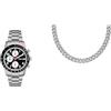 FOSSIL Orologio Uomo Sport Tourer e Collana Harlow, Acciaio Inossidabile Argento, Set
