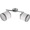 RL LIVE YOUR LIGHT Reality Spot Bar Davos R81552006, Metallo Cromato, Paralumi Tessuto Grigio/Bianco, escl. 2x E14