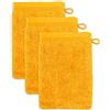 Möve Superwuschel - Set da 3 guanti da bagno, 15 x 20 cm, 100% cotone, colore oro