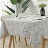 SASTYBALE Tovaglia rettangolare in stile geometrico, tovaglia in cotone e lino, antipolvere, per cucina, sala da pranzo, decorazione per tavolo (rettangolare/oblunga, 130 x 180 (4-6 posti), bianco)
