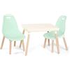 B. Spaces - Set tavolo e sedie per bambini - 1 tavolo per l'artigianato e 2 sedie per bambini - Gambe in legno naturale - Mobili per bambini, Menta e Avorio - 3 anni+ (BX1866C1Z)