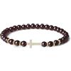 COAI Bracciale da Donna con Perline di Granato e Charm Croce, Bracciale Granato da Donna con Crocifisso S