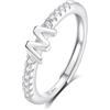 INFUSEU Anello Con Iniziale, Argento 925 Anelli Donna Regolabili A-Z Lettera M Captiale Impilabili Personalizzato Nome Gioielli Regalo Di Mamma Donna