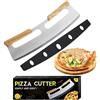 Laufunjoy Tagliapizza, Taglia Pizza Acciaio Inox Professionale Tagliapizza a Mezzaluna con Doppio Manico in Legno Affetta Pizza in Acciaio Inox Coltelli da Pizza per Tagliare Pane, Verdure, Cioccolato
