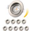 EDISHINE Faretti LED Dimmerabili Confezione da 10, Faretto LED da Incasso Piatto 230V, 3000K Dimmerabile 68mm, Luci da Incasso Bianco Caldo, Faretti Orientabili da Soffitto, 400Lumen (Nichel)