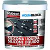 Rubson Aquablock Silicone Liquido SL3000, Facile e Sicuro da Usare, per Impermeabilizzazione e Riparazione di Tetti e Coperture Piani e Inclinati, Guaine, Fioriere, Grigio, Secchio 5kg