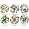 H&h set 6 piatti piani exotic in new bone china avorio decorato cm 26