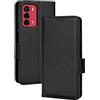 AMWEI Leather Folio Cover per ZTE Blade A72 Case, Custodia in Pelle PU Magnetica Libro Flip Portafoglio Bumper con [Funzione Stand]. Nero