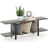 Furinno Tavolino Basso con 2 ripiani, Grigio (French Oak Grey/Nero), taglia unica
