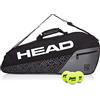 HEAD Core 3R Pro - Borsa per racchette da tennis, confezione da 3, 76 x 33 x 10 cm, colore: Nero/Grigio