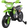 HOMCOM Moto Cross Elettrica con Rotelle Verde per Bambini 3 anni e più, Batteria 6V Velocità 2.5km/h, 102 x 53 x 66cm