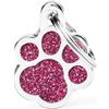 MyFamily Medaglietta per Cani Personalizzabile Zampa Glitter Shine Rosa, s