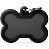 MyFamily Medaglietta per Cani Personalizzabile Hushtag Osso Alluminio, nero-con-gomma-nera