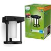 Philips LED Camill Lampada Solare da Parete per Esterni Ultra Efficiente, Smerigliata, Rotondo, Luce Bianca Fredda, 1.4W, Sensore di Movimento, IP44, Nero [Classe di efficienza energetica A]