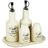 Tognana Casa Dolce Casa, Set Condimento Olio/Aceto/Pepe/Sale con Vassoio portaspezie, Ceramica, Bianco