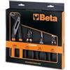 Beta 1169N/D4 - Assortimento di pinze: 1 universale a grande effetto, 1 becchi mezzotondi lunghi, 1 tronchese cromato e 1 pinza a cerniera chiusa fosfatata