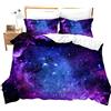 Loussiesd Universo Set copripiumino singolo, matrimoniale, king size con stampa a razzo di galassia e stelle, con federa per cuscino, chiusura a cerniera, Microfibra, Uksx480lyp., King