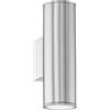 Eglo Lampada da parete per esterni a LED Riga, lampada da esterno a 2 fiamme, lampada da parete in acciaio inox, colore: argento, IP44