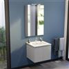 Parama Mobile bagno sospeso 80 cm due ante bianco effetto legno lavabo e specchio | Yili