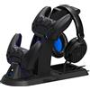 Stealth Stazione di Gioco per PS5 con Supporto per Cuffie e Controller Abbinato e Cavo di Ricarica USB-C Intrecciato da 2 m, Nero