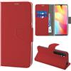 N NEWTOP Cover Compatibile per Xiaomi Mi Note 10 e 10 PRO, HQ Lateral Custodia Libro Flip Chiusura Magnetica Portafoglio Simil Pelle Stand (Rossa)