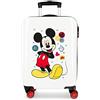 Disney Mickey Enjoy the Day - Valigia da cabina bianca 40 x 55 x 20 cm rigida ABS chiusura a combinazione laterale 34 l 2,8 kg 4 ruote doppie bagaglio a mano