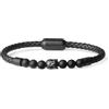 COAI Bracciale di Vera Pelle da Uomo con Perline di Pietre Dure Onice con Buddha S