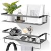 Uten 2 Pezzi Mensole da Muro Metallo, 40CM Lungo Mensole da Parete con Portasciugamani, Design Moderne, Per Cameretta Cucina Salotto Bagno (Grigio)
