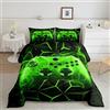 Loussiesd Set Trapunta da gioco con inserto per videogiochi per bambini e ragazzi set di biancheria da letto reversibile per console da gioco colore: verde traspirante