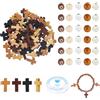 NBEADS Kit per Realizzare Rosari da 330 Pz, Compresi Perline Rotonde in Acrilico/Legno, Pendenti A Croce in Legno con Filo Elastico, Bracciale Artigianale, Collana, Orecchino, Creazione di Gioielli