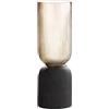 GILDE Vaso decorativo in vetro - Vaso per fiori - portacandela in vetro - decorazione autunno inverno - Colore: marrone nero altezza 31,5 cm