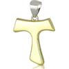 oro 18 kt Ciondolo Tau Croce in Oro Giallo E Bianco + Collana in Omaggio