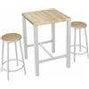 GICOS - Tavolino con 2 sgabelli in metallo e legno rovere