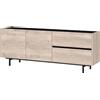 GERMANIA DIE MÖBELMACHER Germania Credenza bassa con finitura rovere e colore nero 1056-627 GW-Cantoria, con 2 cassetti e 2 ante, 162 x 63 x 40 cm (L x A x P)