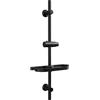Görbach Colonna Doccia con Porta Ogetti Mensola Acciaio Inox Asta Doccia 70cm, Set Asta Doccia Saliscendi con Supporto Soffione Regolabile Nero