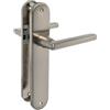 Amig - Maniglia su placca Mod. MAI PB - Per porte interne - Quadro 8 mm - Placca 240×45 mm - Alluminio - Finitura nichel spazzolato
