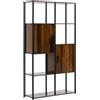 HOMCOM Libreria Moderna Stile Industriale con 4 Ripiani e 2 Armadietti, Scaffale in Metallo e Legno per Casa e Ufficio, 90x30x159.5cm, Nero e Marrone