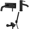 Jacuzzi Set Rubinetti Jacuzzi per lavabo a parete con piastra e bidet senza scarico e vasca serie Sunset YO nero opaco