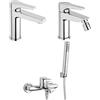 Jacuzzi Set Rubinetti Jacuzzi per lavabo e bidet senza scarico e vasca serie Moonlight cromato