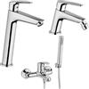 Jacuzzi Set Rubinetti Jacuzzi per lavabo alto e bidet senza scarico e vasca serie Lucente cromato