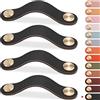 LEREATI 4 Pezzi Maniglie per Mobili in Ecopelle, 128mm Maniglie Armadio, Pomelli per Mobili Vintage, Pomello Porta per Cassetti, Armadio Cameretta, Cucina, Borsa Decorazione (Nero)