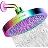 SparkPod Fixed Shower Head - High Pressure Rain - Luxury Modern Chrome Look - Easy Tool Free Installation - The Perfect Adjustable Replacement (Rainbow, 15cm Round)